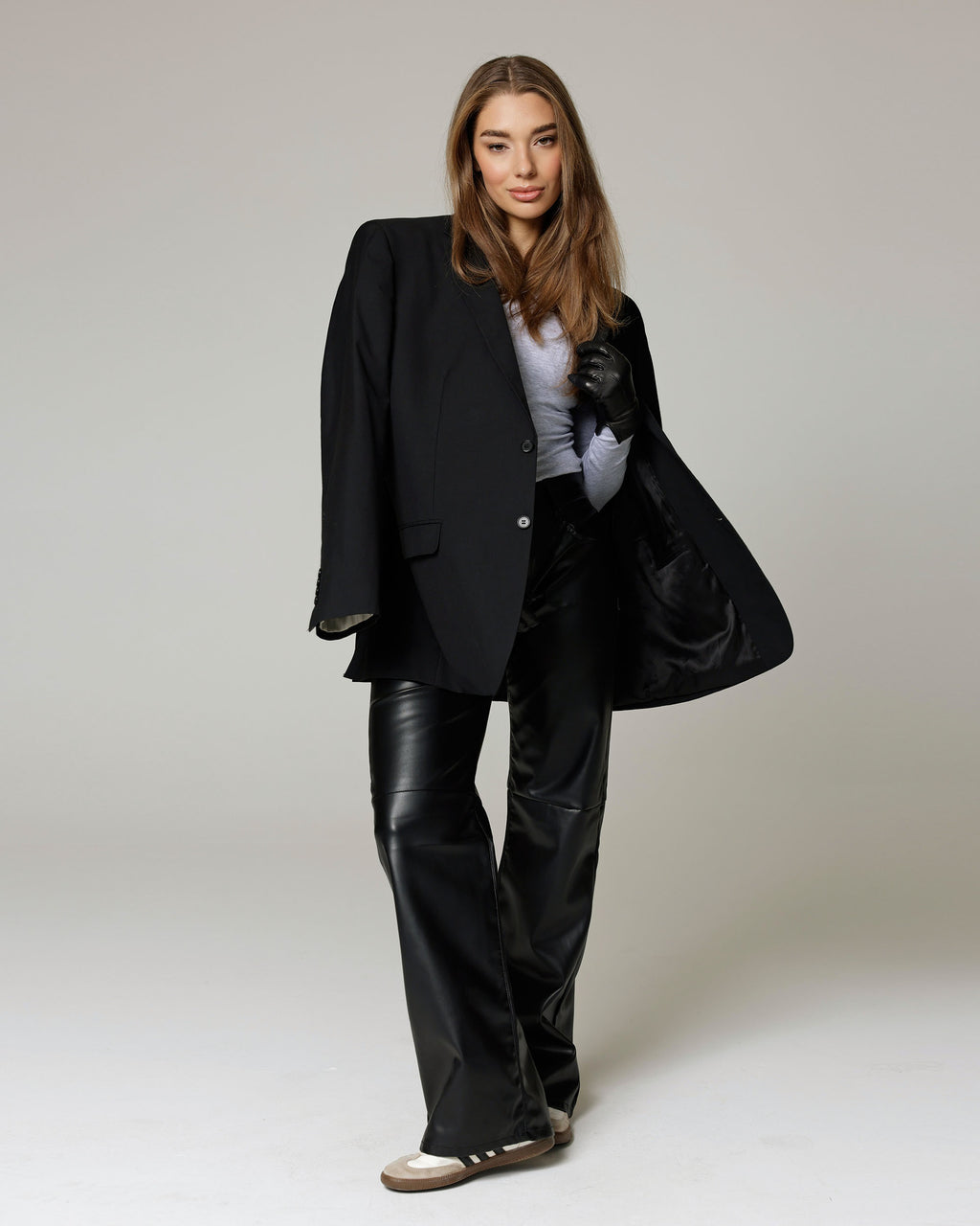 Black Faux Leather Wide-Leg | The Aida