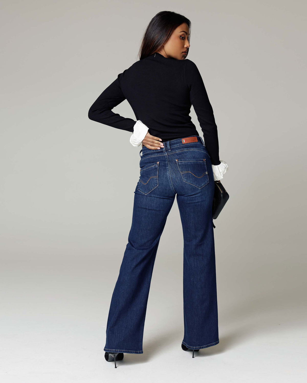 Dark Blue Wide-Leg Jeans, The Lolita, back view