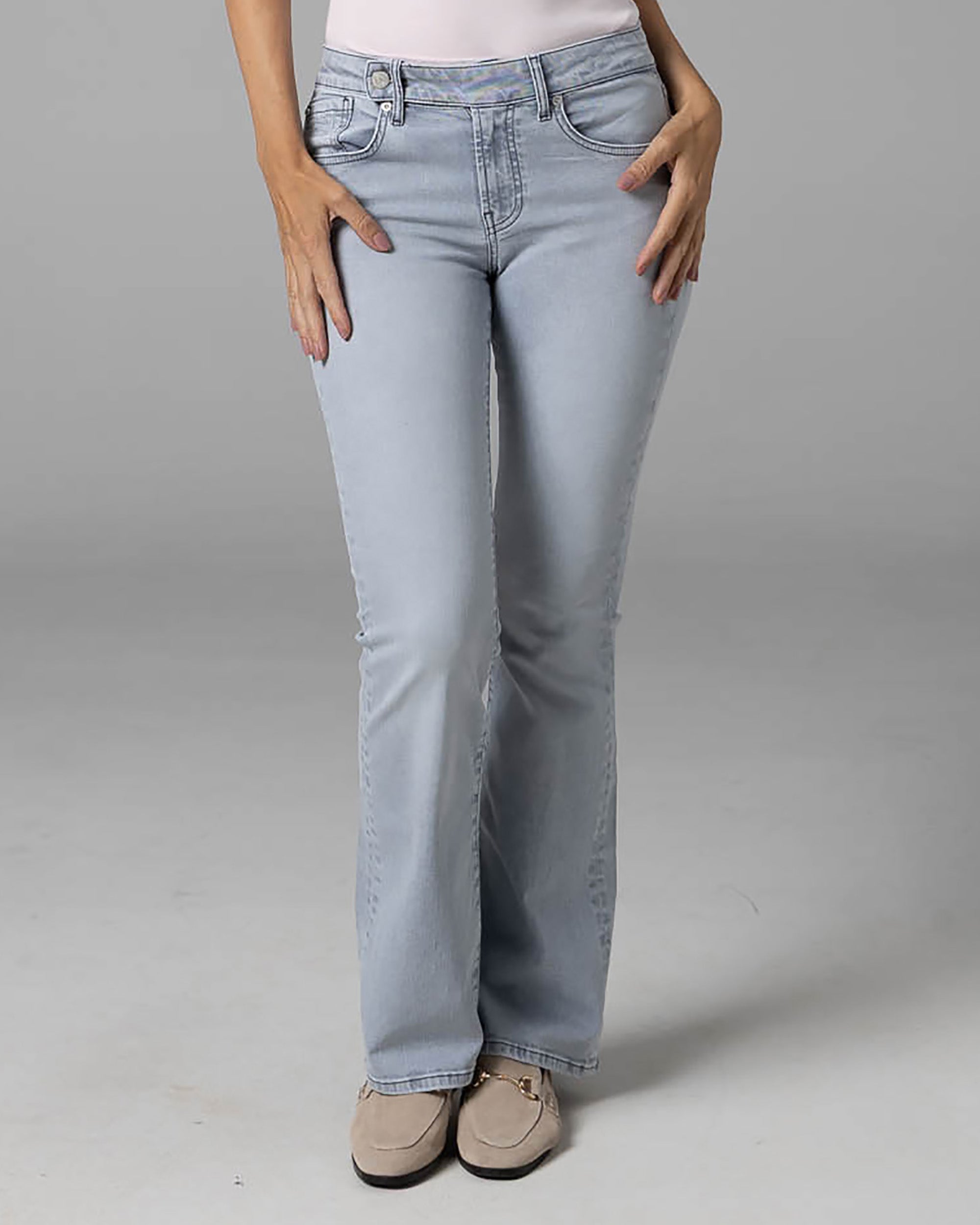 Light Blue Grey Straight Jeans | The Judy
