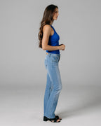 Medium Blue Light Wash Bootcut Jeans | The Belinda