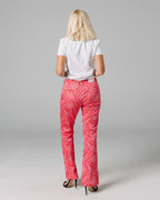 The Dolce | Pink Printed Flare Trousers