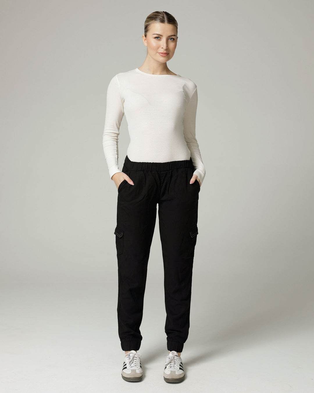 The Gigi, Black Relaxed Cargo Trousers