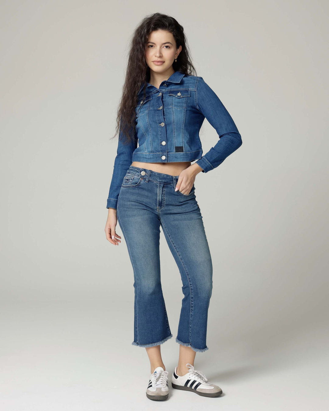 The Elisa, Mid Blue Cropped Denim Jacket
