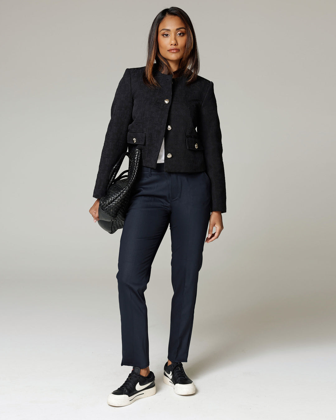 The Leana, Navy Slim Straight Trousers
