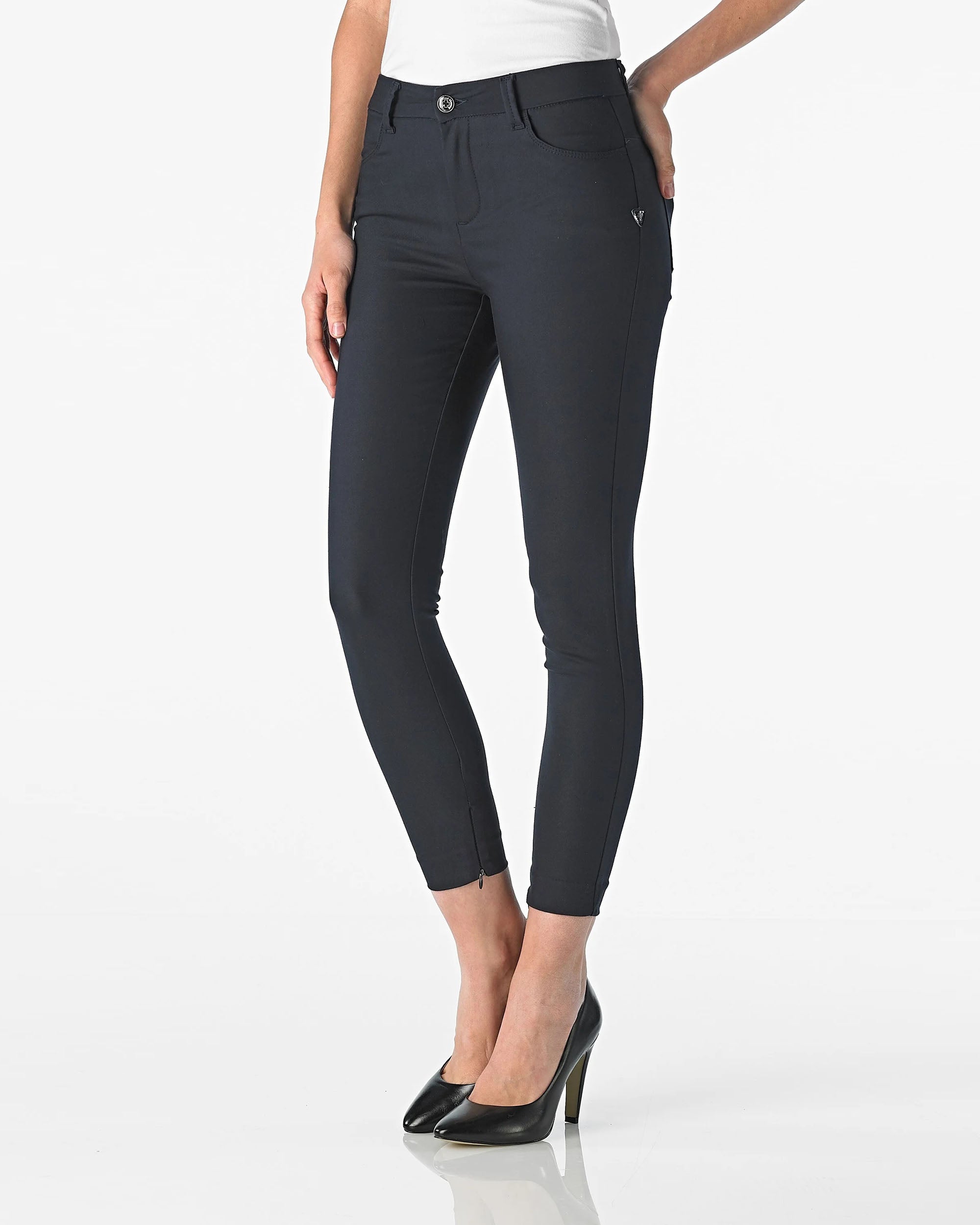 Navy Skinny Trousers | The Amara Secondary image