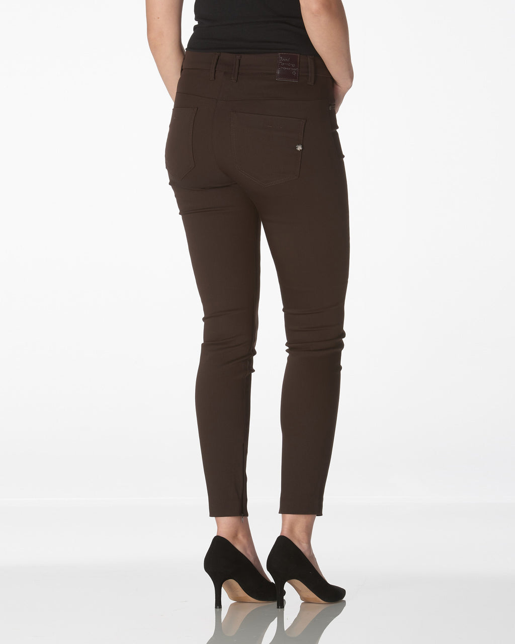 Dark Brown Skinny Mid-Rise Pants | The Amara