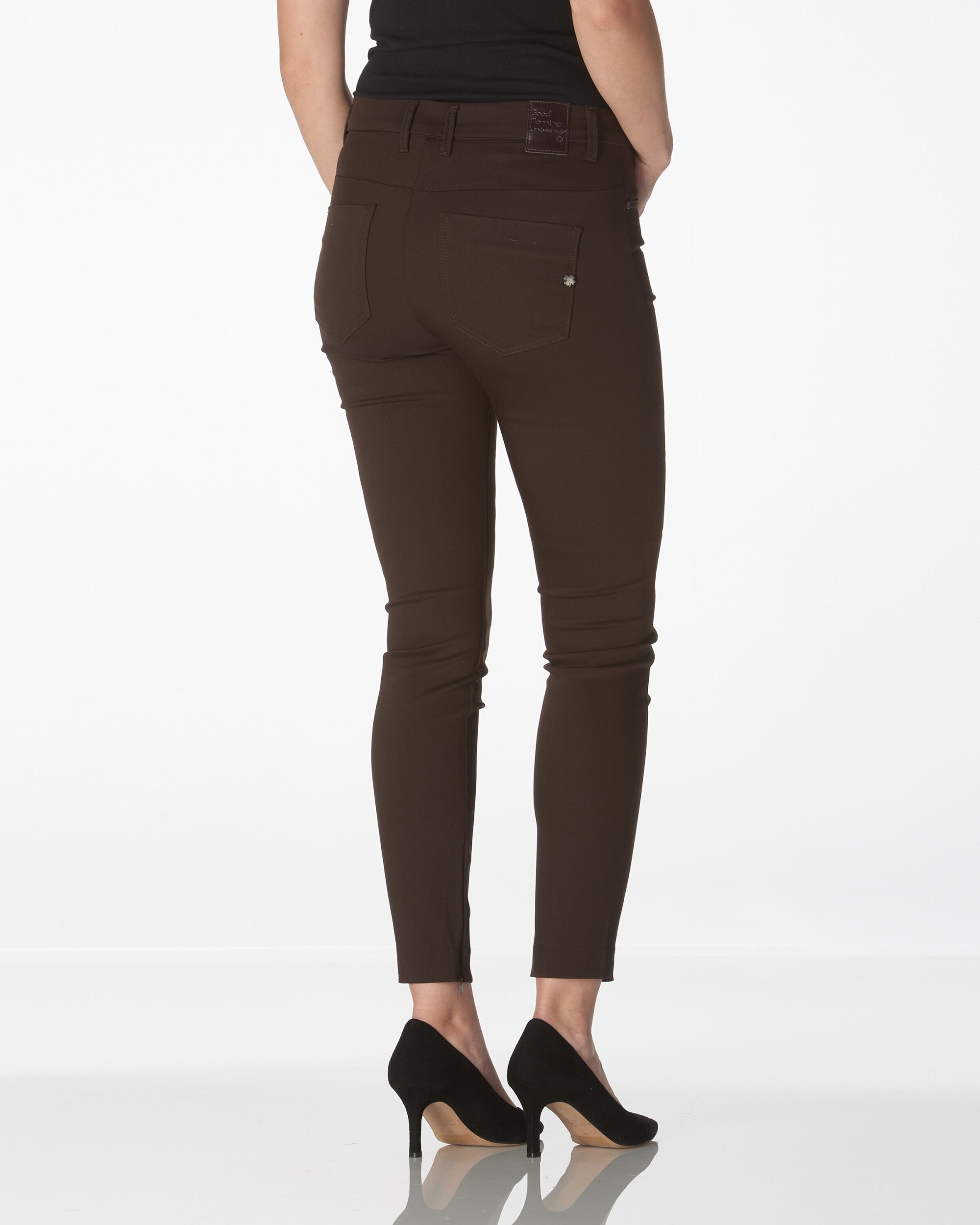 Dark Brown Skinny Mid-Rise Pants | The Amara