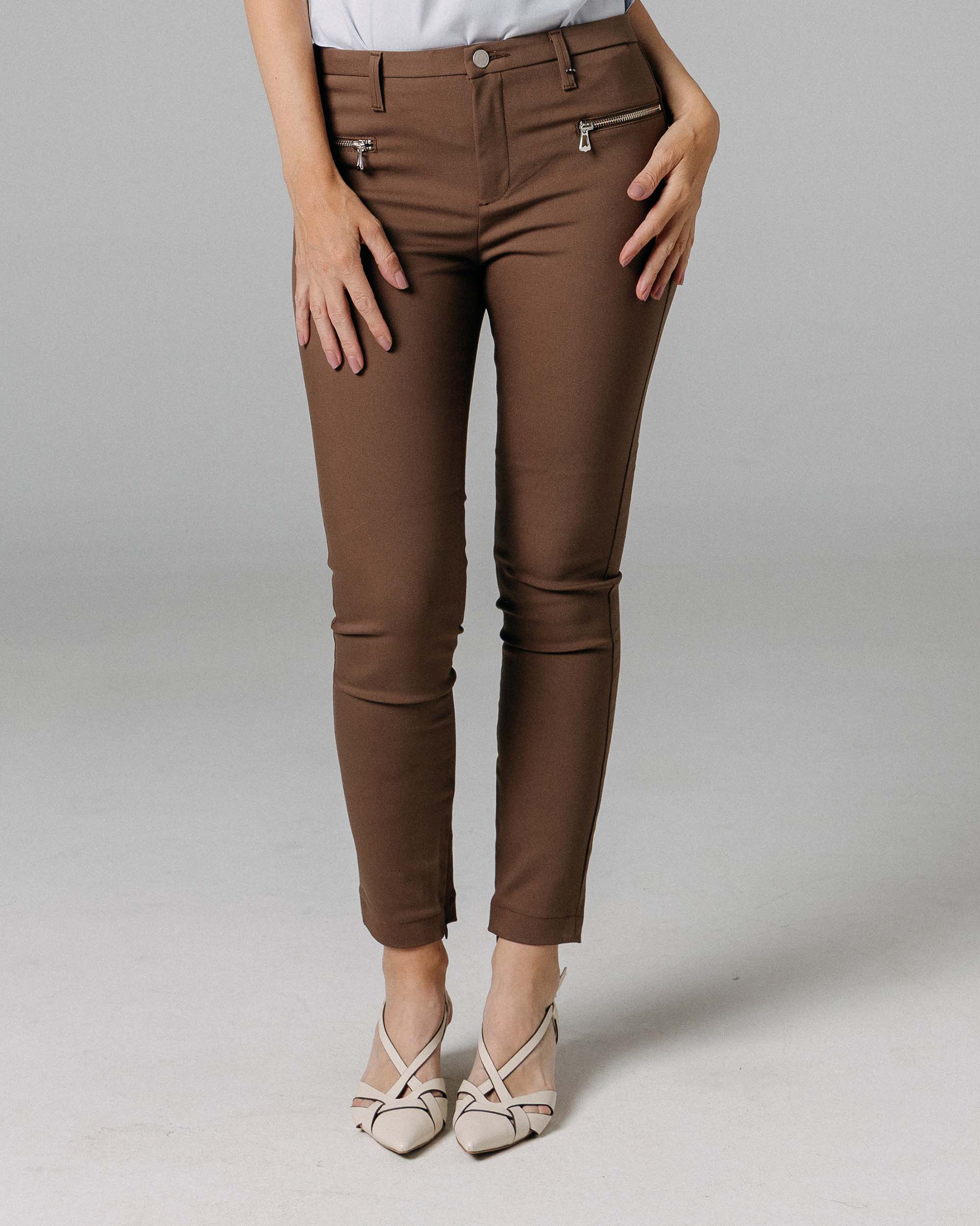 Coffee Skinny Trousers | The Elisa Secondary image