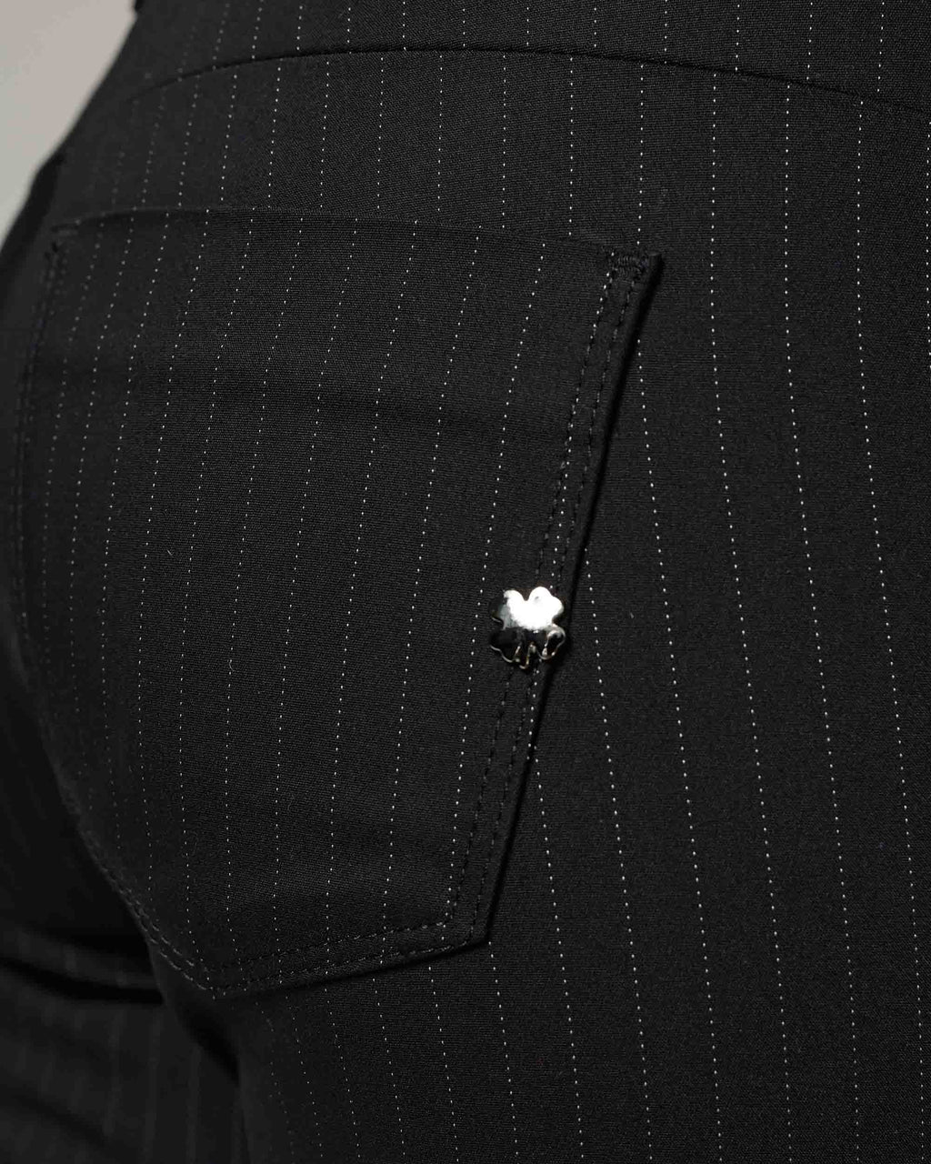 Black Pinstripe Skinny Trousers | The Amara