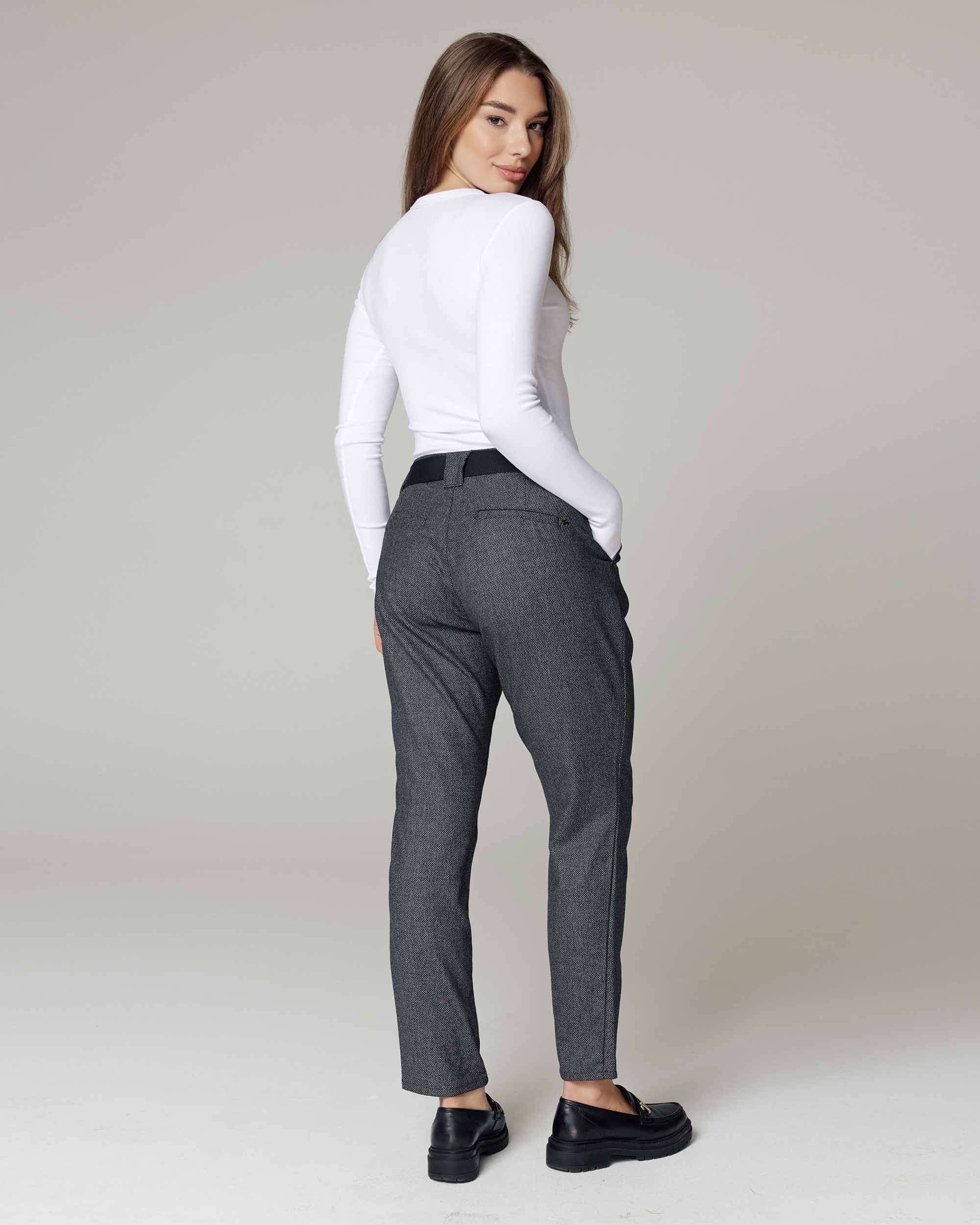 Salt-and-Pepper Tapered Pleated Pants | The Kim