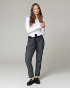 Salt-and-Pepper Tapered Pleated Pants | The Kim